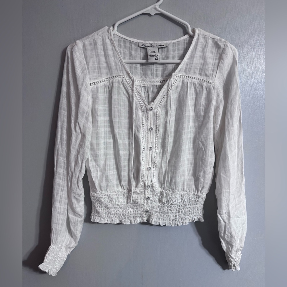 American Rag White Button-Up Blouse Size XS